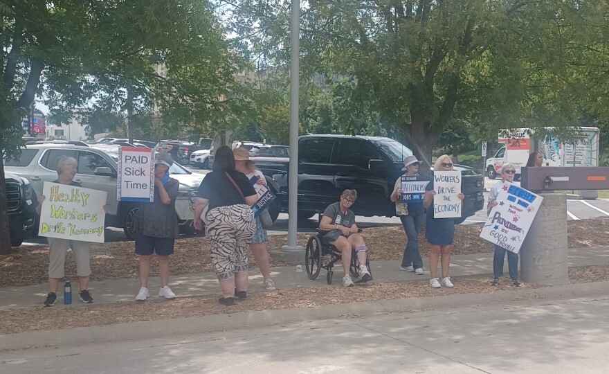 A Missouri Jobs with Justice protest in Springfield, Mo. on July 28, 2025.