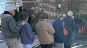 The line formed outside Tates Creek Library for early voting on 11-02-23