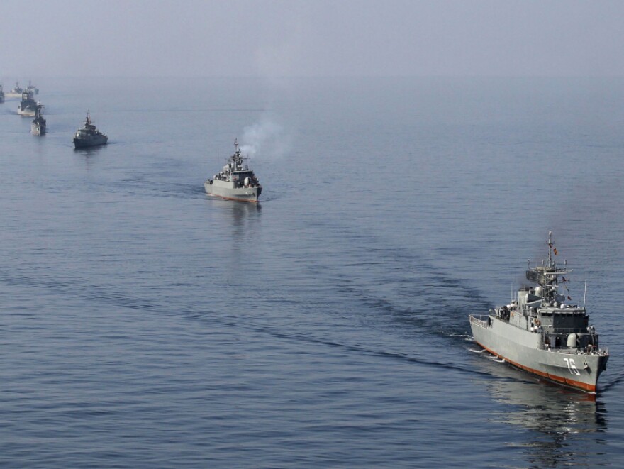 Iranian Navy boats take part in exercises in the Strait of Hormuz this past January. Amid the current tension with the West, Iran has threatened to close the strait, a major export route for oil coming from the Middle East.