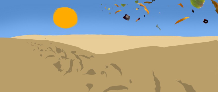 Leaves over desert.