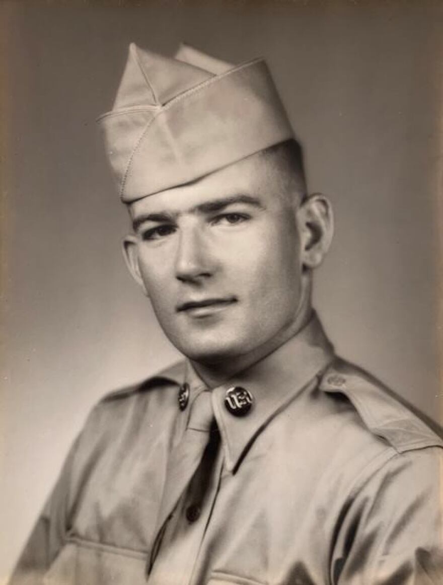 A young Walter Frederich Jr., who served in Operation Teapot in 1955, maintaining communications lines for the U.S. Army. He died in 2017 after battling radiation-related skin cancers and a nerve disease for decades.