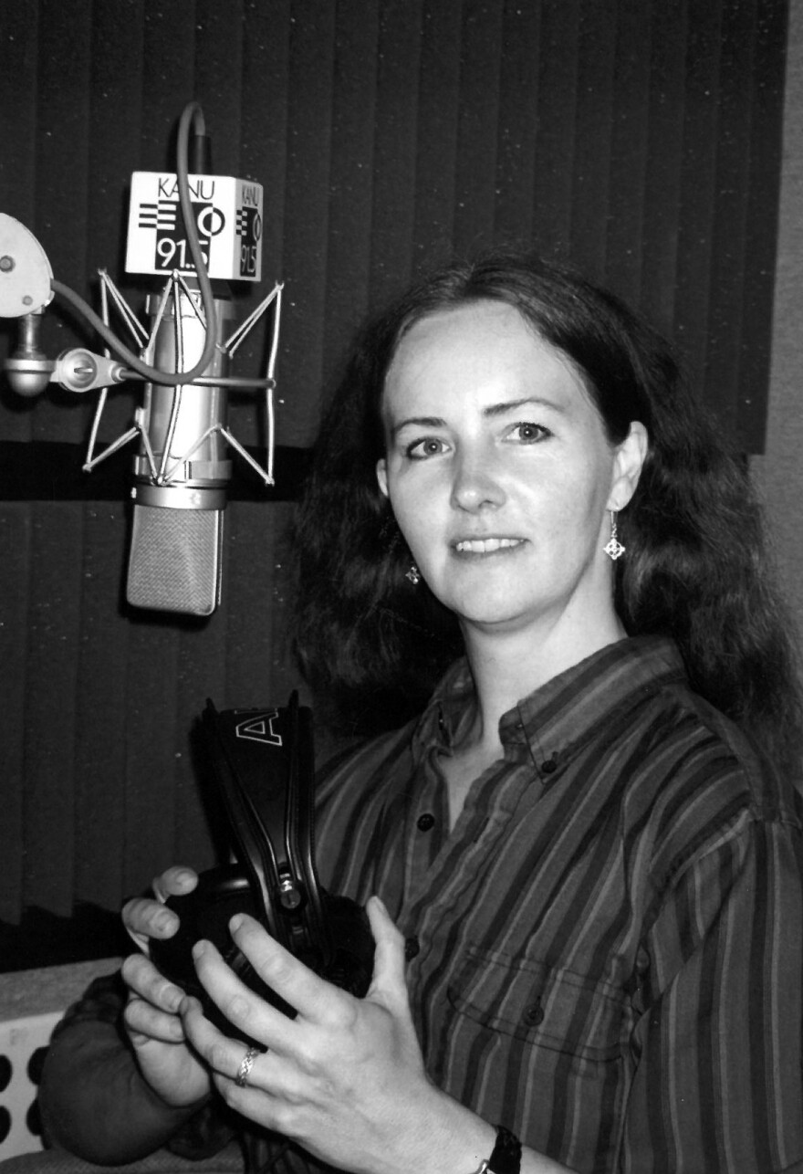 Cordelia records a show in a KANU studio, 1990s.