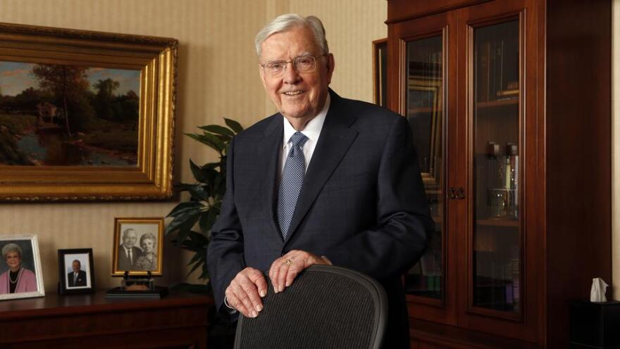 President M. Russell Ballard, acting president of the Quorum of the Twelve Apostles of The Church of Jesus Christ of Latter-day Saints poses for a photo in his office in Salt Lake City on Tuesday, March 13, 2018.