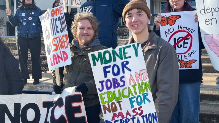 Students rally at Grand Valley State University, Allendale campus