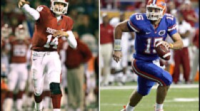 Quarterbacks Sam Bradford of Oklahoma (left) and Tim Tebow of Florida will meet in this year's title game. That leaves no room for Texas, which beat Oklahoma earlier this season.
