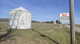 A sign opposing the Kingwood Solar Project alongside Clifton Road in Xenia.