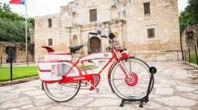 Alamo Trust displayed the newly purchased bike in front of the Alamo