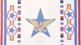 ?Wings Over All?, maker unknown. This pattern was published by Mountain Mist on batting wrappers in 1943 to honor the US Army.