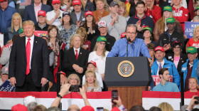 President Donald Trump and U.S. Sen. Mike Braun (R-Ind.) at a campaign event in 2018.