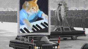Keyboard Cat somehow gets mixed up in a North Korean funeral procession. Remix culture strikes again.