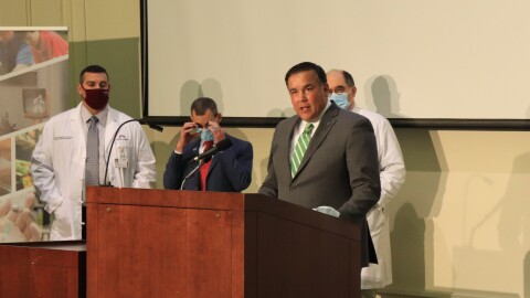 Mayor Andrew Ginther at a press conference on October 26.
