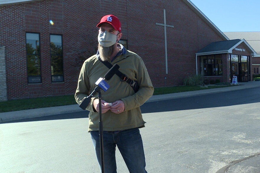Craig Jackson talks about voting Tuesday at Sherwood Oaks Christian Church.
