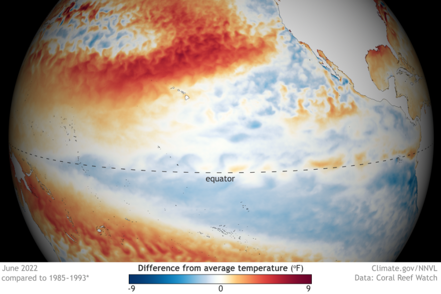 A recent satellite image shows below average ocean temperatures in the western Pacific, a sign of a La Nina situation. It could set the stage for below average rainfall on the Central and South Coasts.