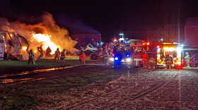Crews at the scene of a fire early Friday, Nov. 18, 2022, at the University Farm in Lexington.