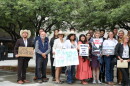 Anti-wall advocates and plantiffs gather for a group photo outside of a federal courthouse in El Paso on Friday, October 2.