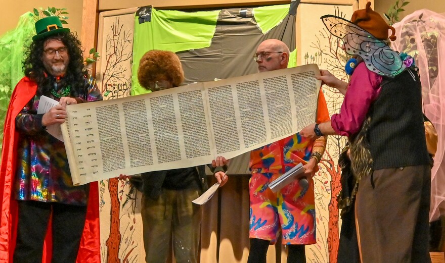 The whole Megillah is unraveled during a Purim performance at Temple Hesed in Scranton.