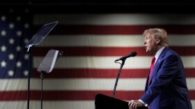 FILE - Former President Donald Trump speaks during a rally Sunday, Dec. 17, 2023, in Reno, Nev. The Colorado Supreme Court on Tuesday, Dec. 19, declared Trump ineligible for the White House under the U.S. Constitution’s insurrection clause and removed him from the state’s presidential primary ballot, setting up a likely showdown in the nation’s highest court to decide whether the front-runner for the GOP nomination can remain in the race. (AP Photo/Godofredo A. Vásquez, File)