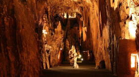 The acoustics in Grand Caverns' Cathedral Hall are rich, and the temperature is a constant 58 degrees.