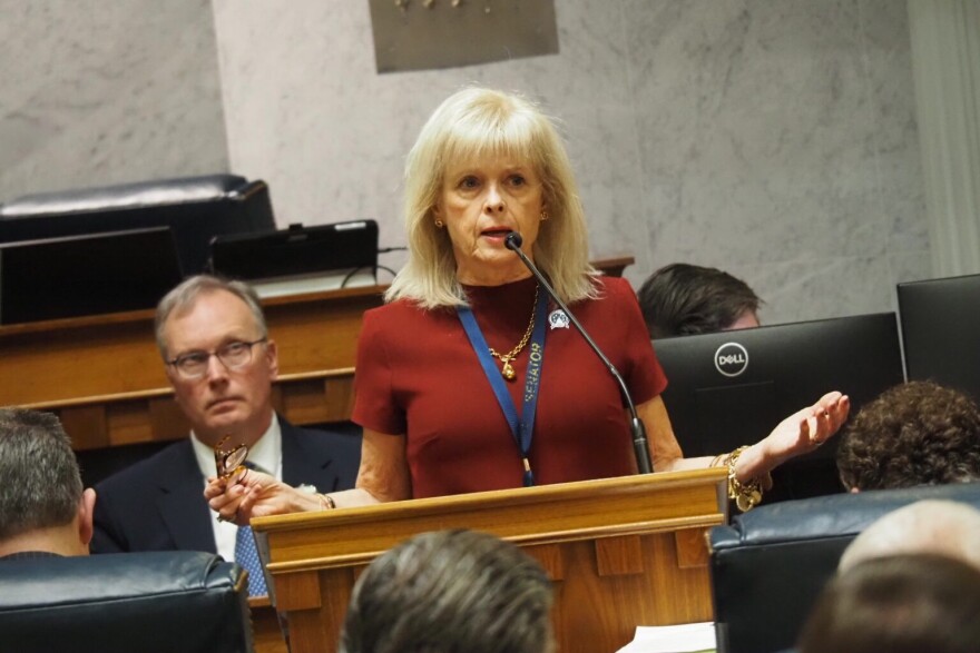 Sen. Liz Brown, R-Fort Wayne, speaks during an Indiana Senate session on Feb. 24, 2026.