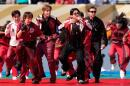 South Korean boy band BTS perform during the halftime show of the World Cup final soccer match between Spain and Argentina in East Rutherford, N.J., near New York, Sunday, July 19, 2026. (Ashley Landis/AP)