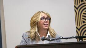 Carole Goldsmith speaks during a press conference.