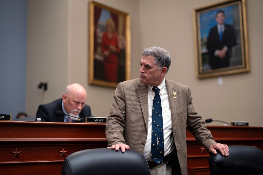 Rep. Andrew Clyde, R-Ga., center, at the Capitol in Washington, Thursday, July 16, 2026. (AP Photo/J. Scott Applewhite)