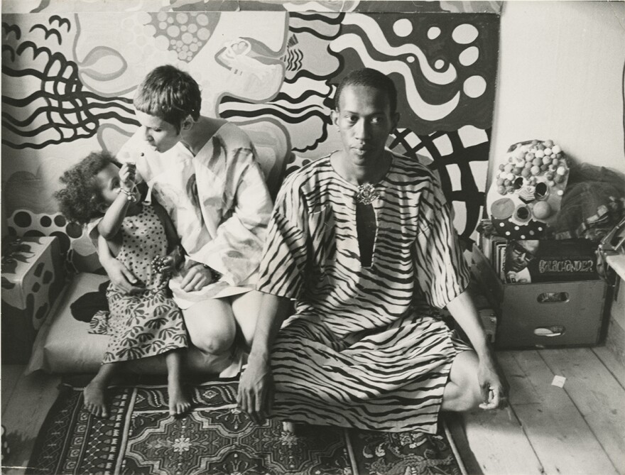 Moki, Don and Neneh Cherry in their home in Gamla Stan, Stockholm, 1967.