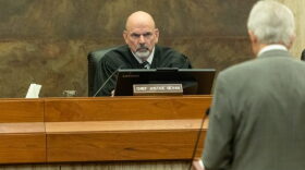 Chief Justice G. Richard Bevan listens to oral arguments at the Idaho Supreme Court on Friday, Jan. 23, 2026, in Boise.