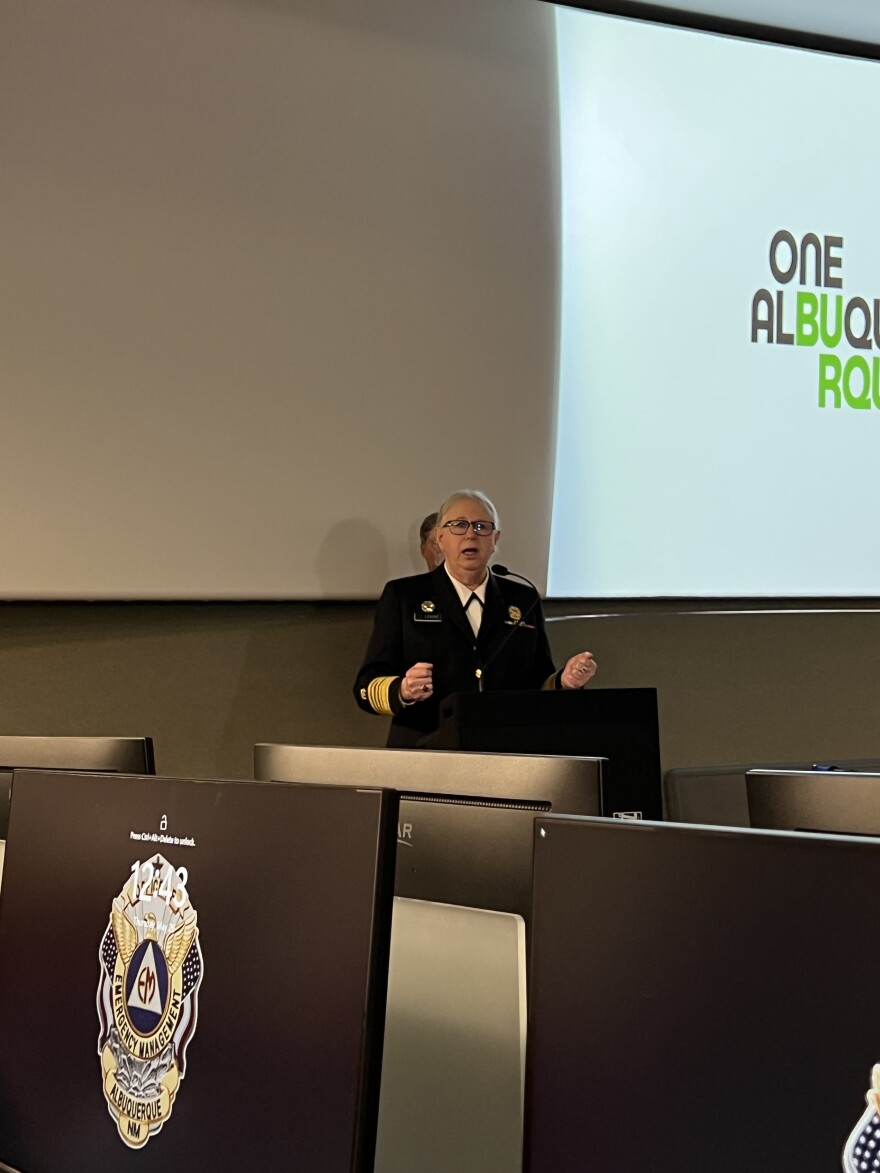 U.S. Assistant Secretary for Health, Admiral Rachel Levine, MD speaks to the media at the Albuquerque Emergency Operations Center