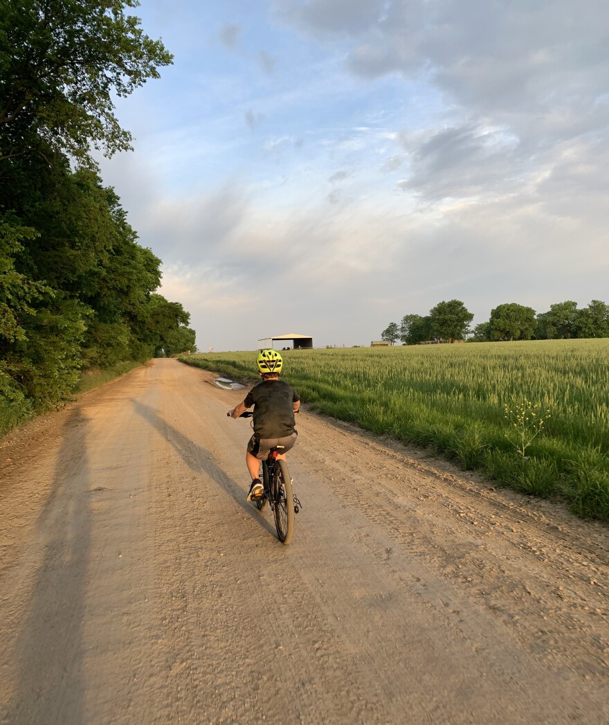 Keriann Wilmot's 10-year-old son, who has ADHD, rides his bike before school starts to help him stay focused once classwork begins.