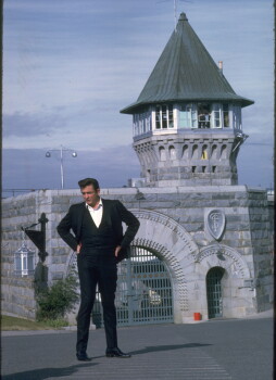 Johnny Cash at Folsom Prison, 1968. Dan Poush, Before the first performance; standing outside the East Gate, Jan. 13, 1968