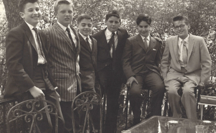 Trump (second from left) and grade school classmate Paul Onish (second from right) got into trouble together constantly — talking out of turn during class, passing notes and throwing spitballs.