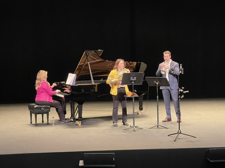 piano horn and trumpet