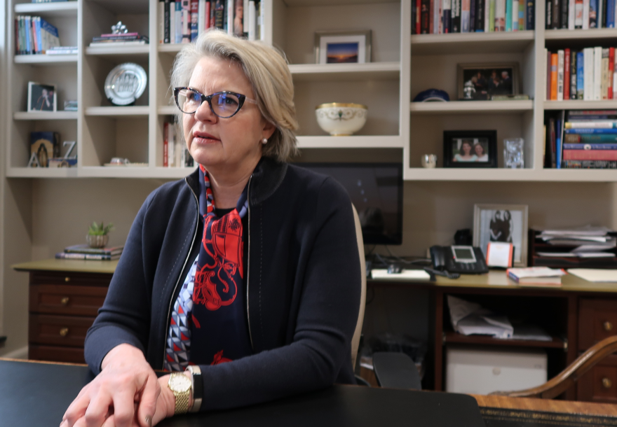 UNC System President Margaret Spellings in her office