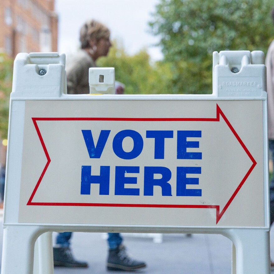 A voting sign.
