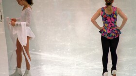 Nancy Kerrigan and Tonya Harding at a practice session at the 1994 Olympics in Lillehammer, Norway.