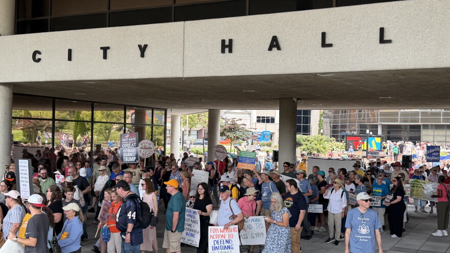 Hundreds of people march in protest of Immigration and Customs Enforcements activity in Springfield.