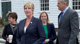 A happier team in April when Stefanowski announced his running mate, Laura Devlin. From from left, Amy Stefanowski, Devlin, Liz Kurantowicz and Bob Stefanowski. Kurantowicz has left the campaign.