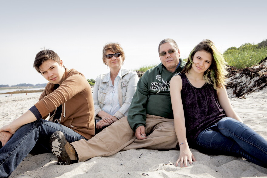 Nicole Maines along with her twin brother Jonas and parents Kelly and Wayne.