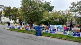 A street corner full of political campaign signs