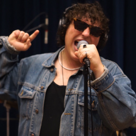 Zeno Camera performing live in WNIJ's Studio A