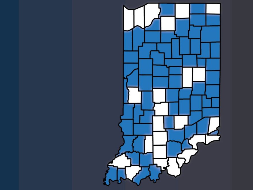 Hoosiers who live in counties in white with damage from storms in March and early April can apply for assistance from the State Disaster Relief Fund.