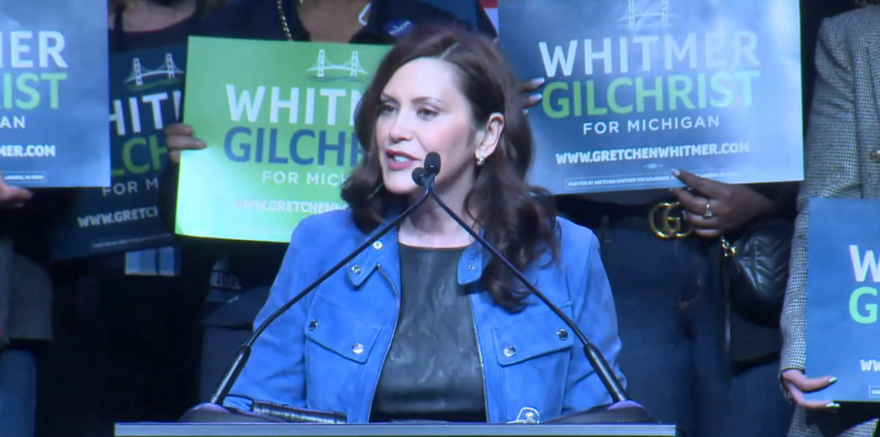 Governor Gretchen Whitmer speaks during the 2022 State Endorsement Convention of the Michigan Democratic Party Saturday, April 9, 2022 in Detroit, Michigan.