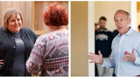 Left: Democratic candidate for House District 28 Eliz Markowitz speaks to supporters at a block walk in Fulshear on Jan. 25. Right: Republican candidate for House District 28 Gary Gates speaks to supporters in Katy on Jan. 25.