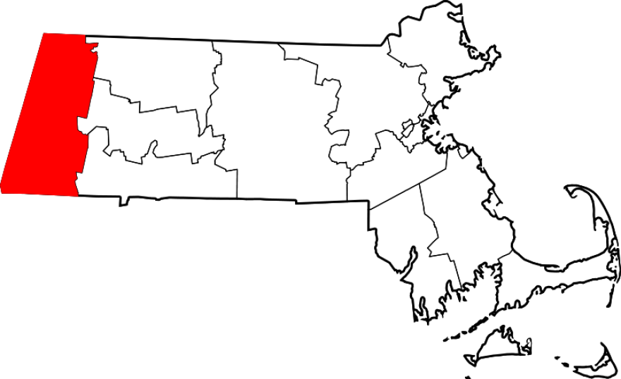 This is a map of Massachusetts highlighting Berkshire County.