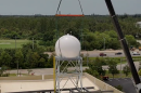 Inside the the dome-shaped enclosure is the radar which has an 8-foot dish inside of a 12-foot antenna that allows meteorologists to observe 60 miles in all directions.