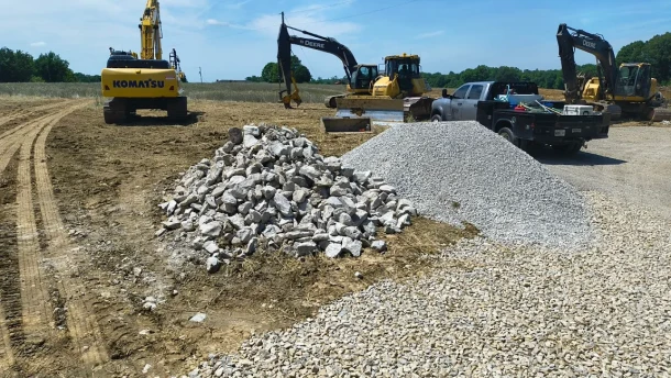 Work underway along University Parkway in western Vanderburgh County