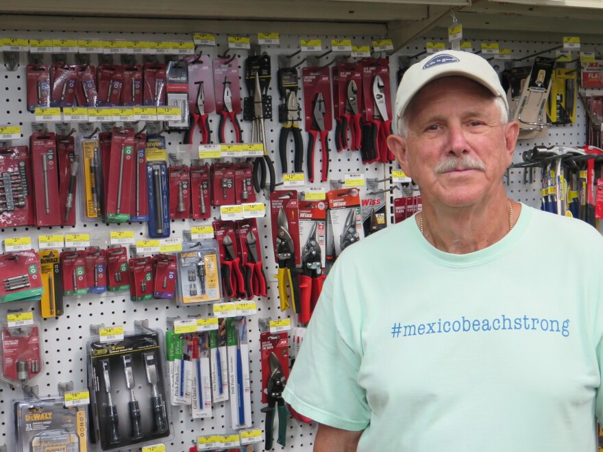 Al Cathey is mayor of Mexico Beach and the owner of the hardware store, one of the few businesses open in town.