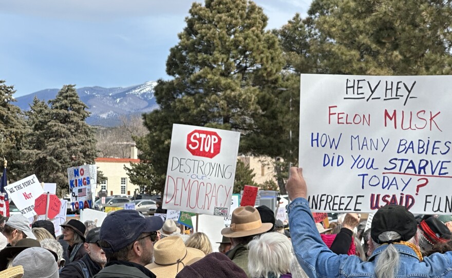 The 'No Kings Day' rally at the New Mexico State Capitol, on Feb. 17, 2025.