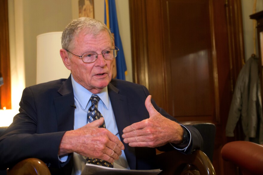 Sen. Inhofe (R-Okla.) discusses the impeachment trial process on Tuesday, Jan. 21. This is the second impeachment Inhofe has participated in during his career.